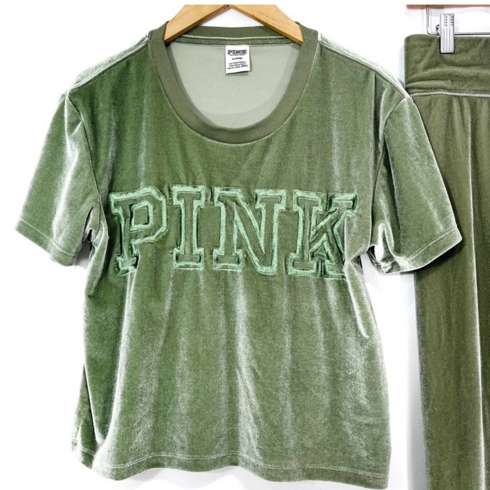Victoria’s Secret Pink Green Velour Lounge Set M